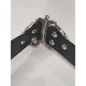 1 Of a Kind ESCADA Vintage womens belt satin leather black Crystal studs buckle 1 Of a Kind ESCADA Vintage womens belt satin leather black  main image 4